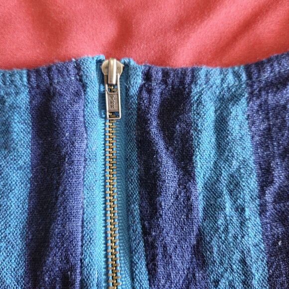 Soft Surroundings Women Blue Striped Sunset Cold Shoulder Linen Tunic Top Med - Picture 9 of 9